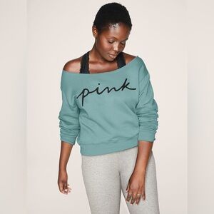 NWOT TEAL VS PINK CROPPED SWEATSHIRT